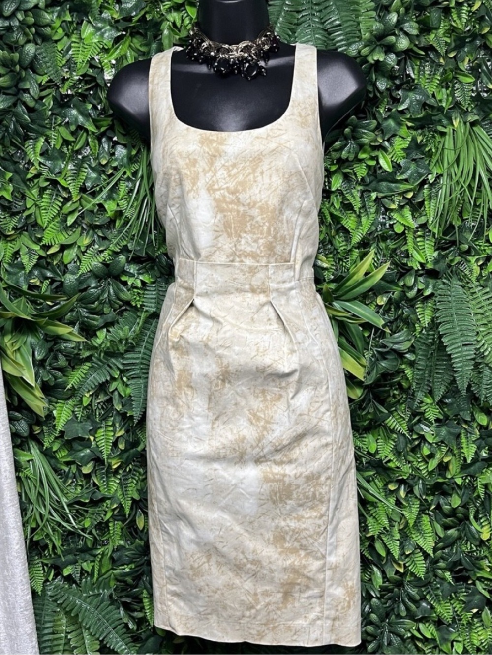 MICHAEL KORS Dress Women‎ 10 Tan Beige Sleeveless Sheath Pleated Cocktail 2816